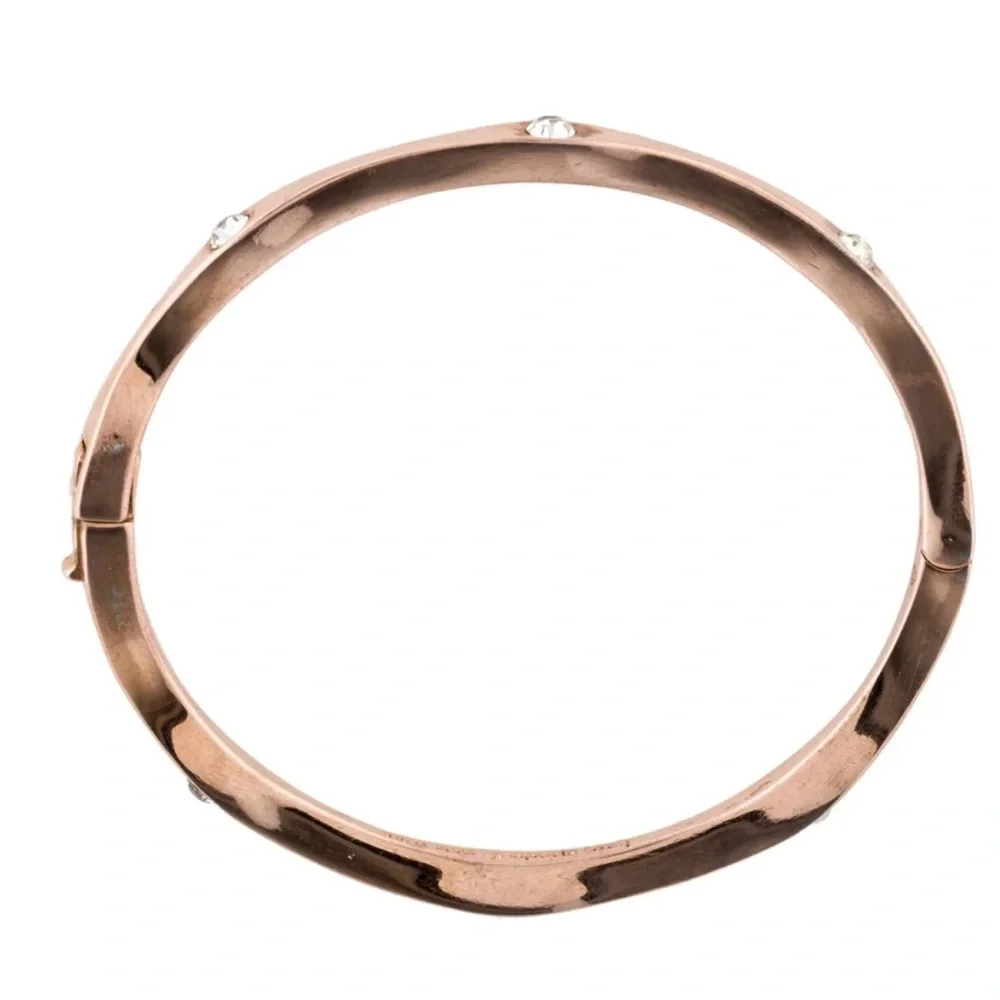 kate spade Rose Gold Heavy Metals Crystal Wavy Bangle Bracelet - Picture 4 of 7